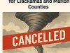Tornado Warning Cancelled for Clackamas and Marion Counties